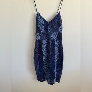 Greylin Blue Floral Pattern Dress